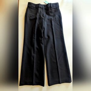 New With Tags LOFT Solid Black High Waist Wide Leg Career Trousers Pants Size 8P